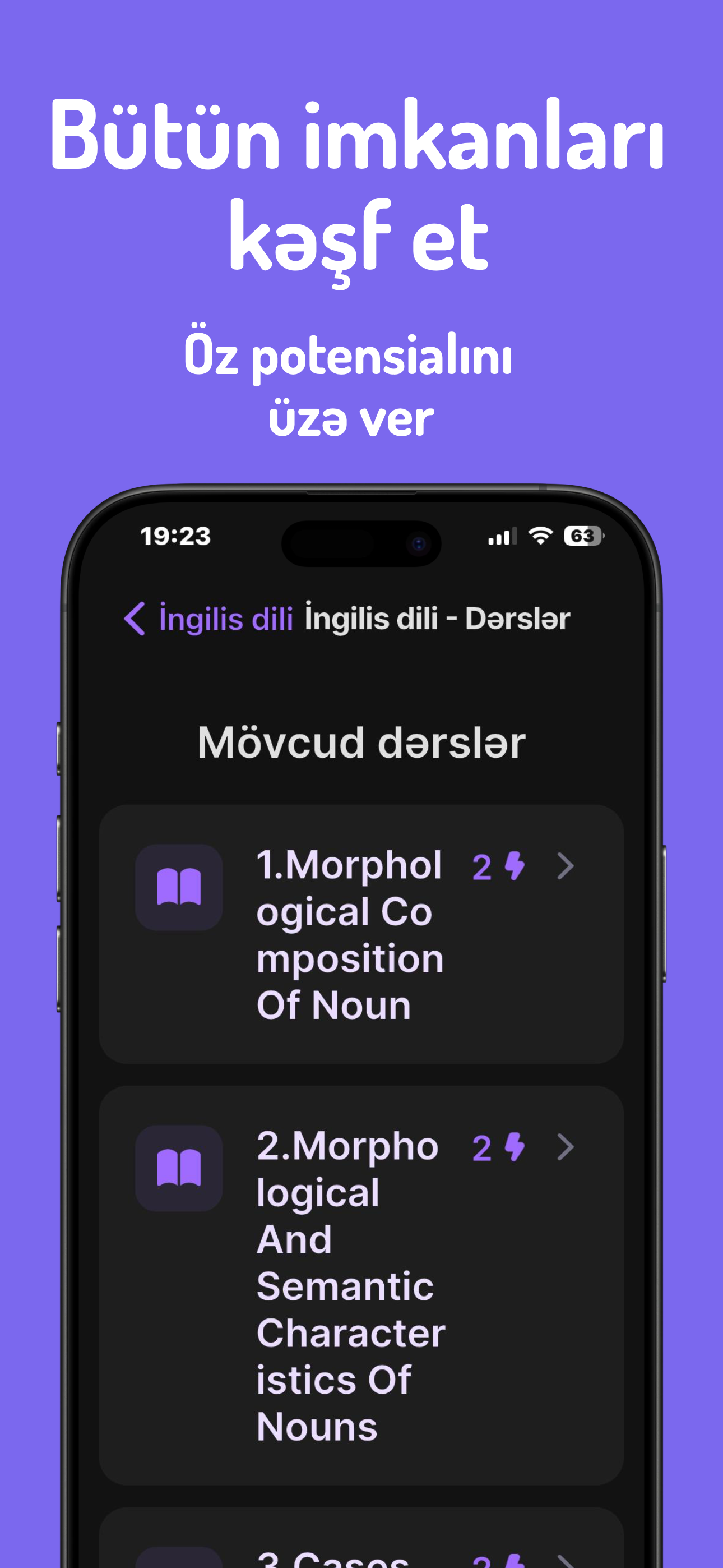 Bütün imkanları kəşf et — dərslər siyahısı